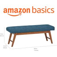 Moderno banco tapizado y acolchado con botón, para dormitorio, entrada, madera maciza, azul marino, 112 cm - details 2