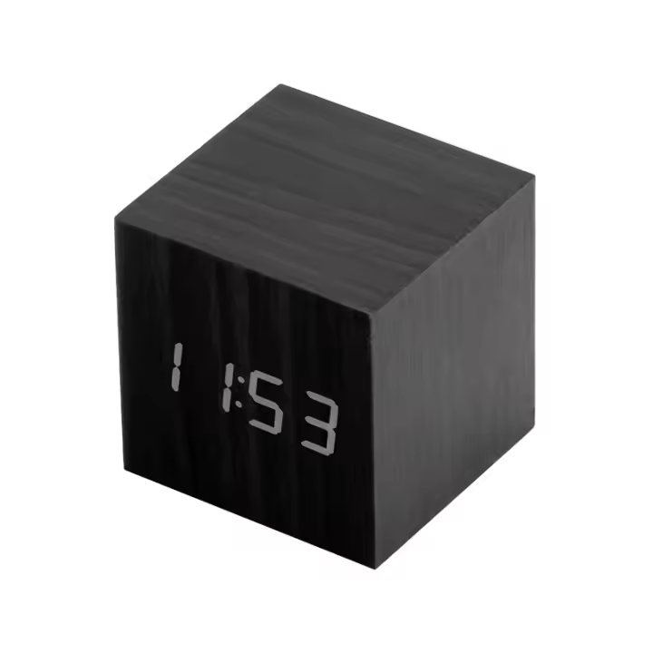 Relojes Despertadores inteligentes Led de madera modernos para dormitorios, mesita de noche, Control de voz cuadrado, reloj Digital de escritorio para habitación - 1