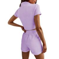 Conjunto de Pantalones Cortos Delgados de Moda Verano 2024 Top Corto Ajustado de Color Sólido y Shorts Estilo Callejero para Mujeres - details 25