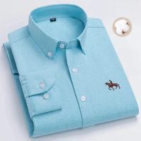 hombre manga larga ropa hombre S~7XL 100% algodón puro Camisa giratoria Oxford de manga larga para hombre Ocio de negocios Bolsillo bordado Slim Fit Estilo de botón Suave Med - details 44
