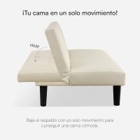 Sofá Convertible en Cama Sofá de Reclinamiento con Patas de Plástico para Sala de Estar, Dormitorio de Invitados 93 cm de Apertura, 167x70x77 cm (Crema) - details 4
