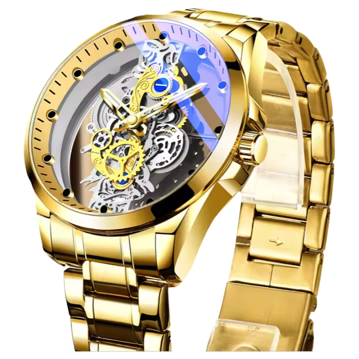 Reloj de pulsera de cuarzo automático para hombre, totalmente mecánico, doble cara, transparente, filtra con fondo - 1