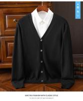 Cardigan de Punto para Hombres Vestido Suelto de Una Botónada con Cuello en V Color Sólido - details 36