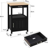Carro de Cocina Carrito de Servicio con Ruedas Carro Auxiliar con Espacio de Almacenamiento Carro Cocina Comedor Hogar Negro - details 2
