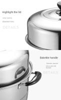 Olla vaporera multiusos de 2 capas con rejilla de vapor, doble caldera, utensilios de cocina de acero inoxidable, olla humeante para sopa espesa - details 9