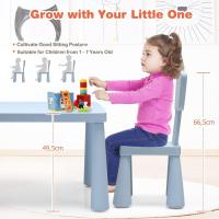 Juego de Mesa y Silla Infantil de Plástico Conjunto de 3 Piezas para Niños de 1-7 Años Azul - details 1