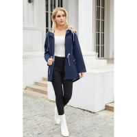 Camiseta impermeable con capucha a rayas de manga larga para mujer, longitud media - details 67
