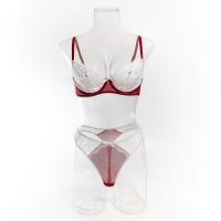 Lencería Sexy De Contraste Negro Y Blanco Conjunto De 2 Piezas Translúcido Con Bordado En Forma De Corazón Y Lazo Sujetador Y Brief Para Mujer - details 23