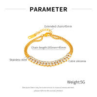 Pulsera delicada de acero inoxidable estilo INS para mujer – Joyería minimalista de acero de titanio con circonita brillante - details 3