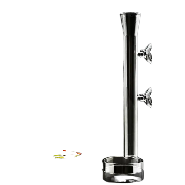 Plato de tubo alimentador de acuario de vidrio con ventosas, cuenco alimentador de alimento para peces transparente, tubo de alimentación de peces de 20-45cm - 1