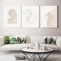 Póster de Pared Abstracto de Color de Línea Arte Moderno en Lienzo para Decoración de Sala de Estar Hogar Lienzo Cuadriculado Estilo Minimalista - details 4