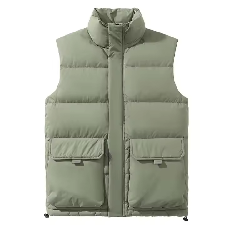 Chaleco informal de invierno para hombre estándar 90%, chaqueta con chaleco con cremallera larga, diseño sin mangas impermeable - 1