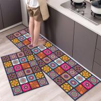 Alfombrilla de Mandala de estilo bohemio, alfombra antideslizante a cuadros suaves, Floral, rectangular, para cocina y sala de estar - details 5
