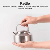 Hervidor de agua de acero inoxidable para exteriores con mango de bloqueo, cafetera portátil colgante para acampar, cocina para picnic, tetera de 1L, cocina - details 5