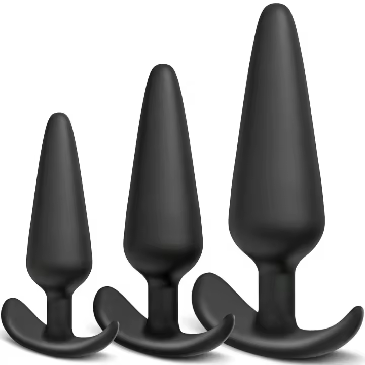 Tapón anal de silicona, paquete de 3 tapones anales, juego de entrenamiento para principiantes, usuarios avanzados con base acampanada, juguetes sexuales de próstata - 1