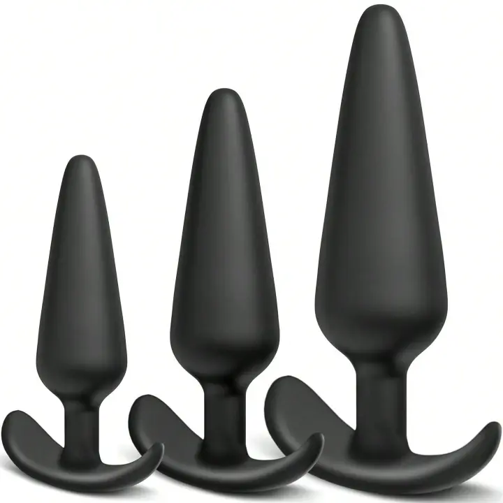 Tapón anal de silicona, paquete de 3 tapones anales, juego de entrenamiento para principiantes, usuarios avanzados con base acampanada, juguetes sexuales de próstata - 1