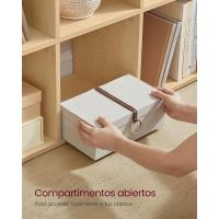 Librería con 10 Cubos, Estantería para Libros con Compartimentos Abiertos, Decoraciones, Fotos, Plantas, Salón, Dormitorio, Estudio, 29 x 129,5 x 129,5 cm, Marrón Rústico - details 13