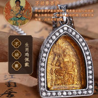 Nuevo estilo étnico chino acero titanio doce zodíaco ocho dioses guardianes, colgante de Buda, collar de circón para hombres y mujeres - details 2