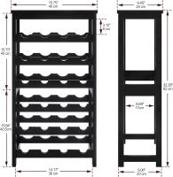 Estantería para 24 botellas de vino de pie, botellero de madera de vino de 6 niveles con tablero de mesa, soporte de madera de bambú para botellas de vino con barras onduladas para cocina comedor, negro - details 4