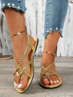 Sandalias planas casuales con punta para mujer 2025 nuevo estilo sandalias de playa romanas tejidas slip-on talla grande - details 23