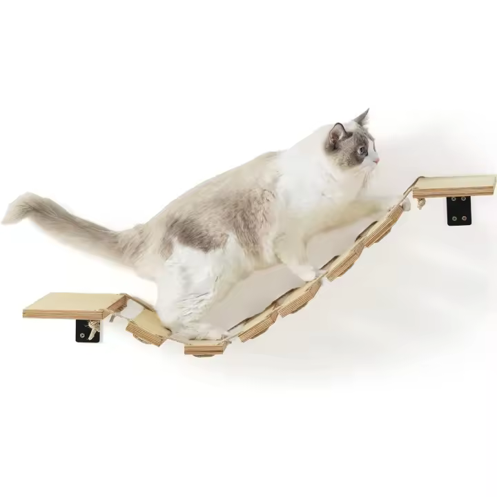 FUKUMARU Puente para gatos montado en la pared, estante para gatos de 12.8 pulgadas más ancho y escalón de escalada para gatos para bricolaje en carretera y pared de gatos, para la mayoría de los gatitos, - 1