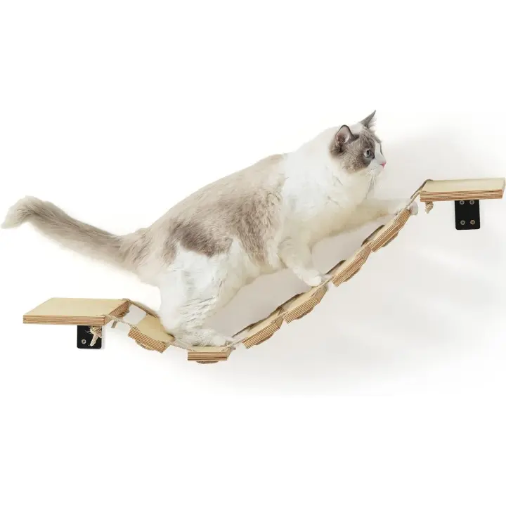 FUKUMARU Puente para gatos montado en la pared, estante para gatos de 12.8 pulgadas más ancho y escalón de escalada para gatos para bricolaje en carretera y pared de gatos, para la mayoría de los gatitos, - 1