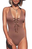 Traje de Baño de Una Pieza Ajustado Color Sólido Sexy sin Espalda Material de Nylon de Alta Elasticidad Estilo de Moda para Mujeres Primavera/Verano - details 14