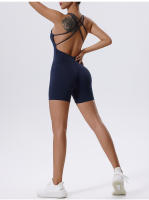 Traje completo para mujer, con monos de entrenamiento ajustados y pantalones cortos de correr sin mangas, secado rápido - details 9