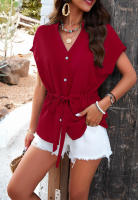 Top elegante de cintura ajustada de Color sólido elegante de primavera y verano a la moda para mujer - details 13