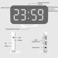 Despertador y base de carga 2 en 1, reloj Digital, puede cargar el teléfono, pantalla LED, espejo, Snooze - details 25