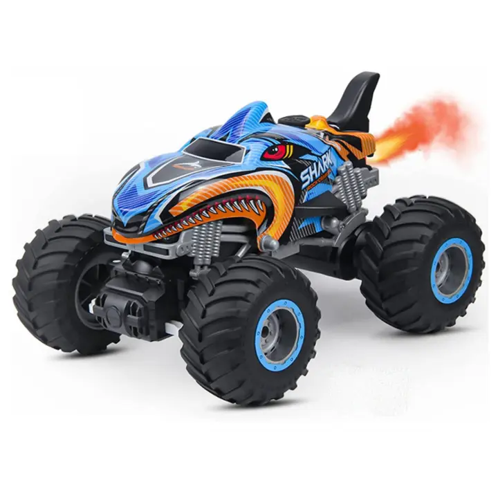 Coches de Control remoto de 2,4 GHz para niños, Monster Shark, camiones eléctricos, vehículo acrobático, juguetes de - 1