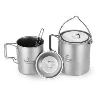 Taza de Agua Plegable de Titanio Ligero 750ml con Tapa y Mango para Camping al Aire Libre Taza de Cocina Vajilla de Acero Inoxidable - details 10