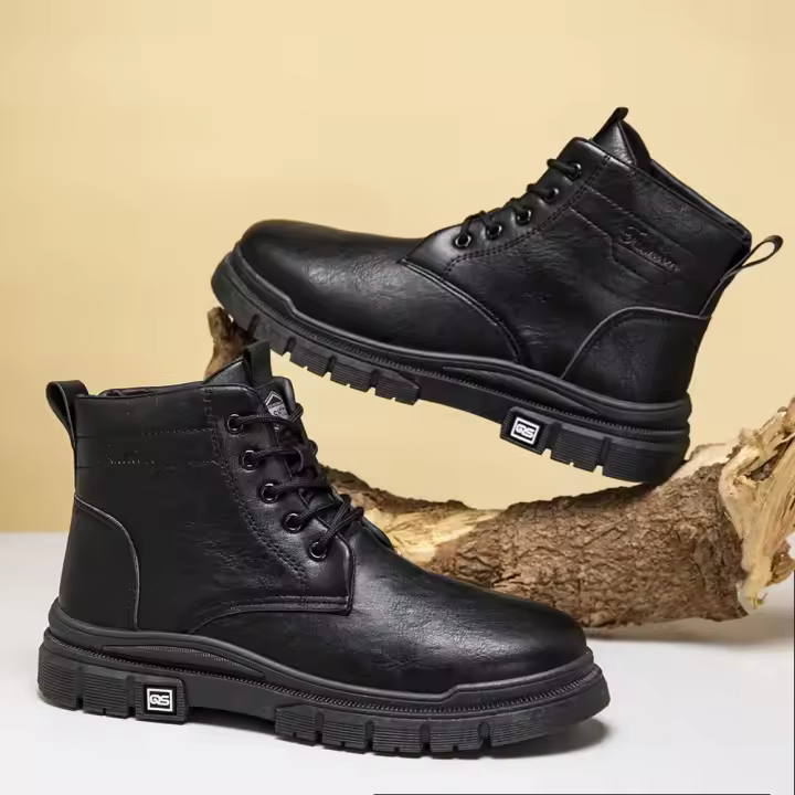 Boo Retro para hombre, tendencia de moda, estilo motocicleta informal, otoño/invierno, negro - 1