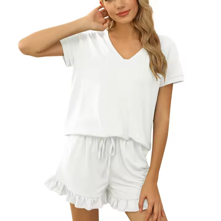 Pijama de verano de manga corta para mujer, conjunto de algodón, talla grande, pijama - 1