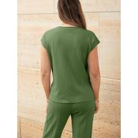2025 Conjunto informal de punto para mujer: suéter de punto sin mangas + conjunto de dos piezas con pantalones de pierna ancha - details 9