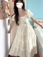 Vestido de Verano Francés Dulce Estilo Suave de Princesa para Mujeres Falda Larga con Cintura Recortada y Voluminosa - details 3