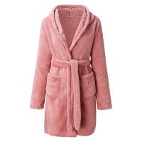 Bata de baño esponjosa con capucha para mujer, albornoz de invierno, ropa de casa para mujer - details 2