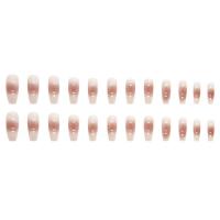 Uñas postizas cuadradas de presión larga, color nude, palo natural, decoraciones de uñas para mujeres y niñas - details 5