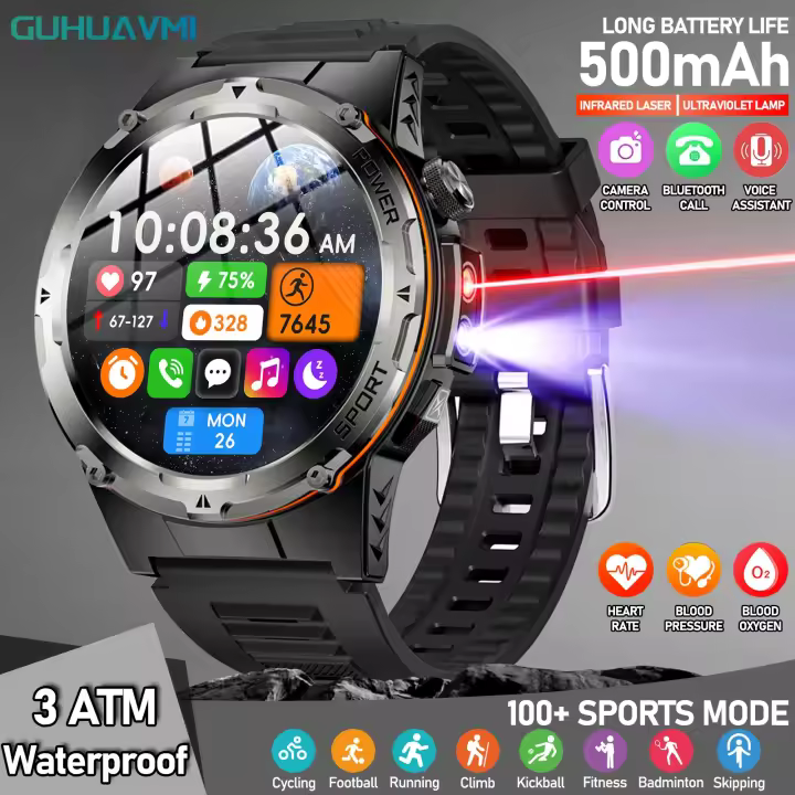 Reloj inteligente con GPS para hombre,AMOLED, dispositivo resistente al agua hasta 3ATM,Frecuencia cardíaca sueño,100 + modo deportivo,batería  de 500mA,SOS,Llamada Bluetooth,1,39 pulgadas,Detector de infrarrojos y efectivo,NFC,para exteriores, nuevo 2025 - 1