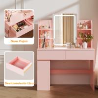 Mesa de Maquillaje LED Regulable Vanity con 2 Cajones y 4 Estantes Estante Inferior - details 20