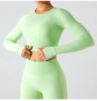 Nueva camiseta deportiva sin costuras de manga larga para mujer, Top de Yoga de secado rápido, ropa ajustada para correr y Fitness - details 19