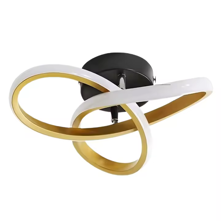 Goeco-Lámpara de Techo LED, Luz Blanca Fría, color Negro, Dorado, 22W, 6000K, Aluminio, Metal, Lámpara Moderna, 24x24x11 CM - 1