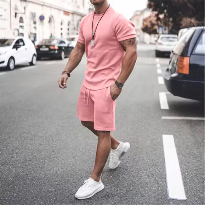 Ropa de calle de verano para hombre, pantalones cortos de manga corta, tres piezas de ropa deportiva informal de talla grande - 1
