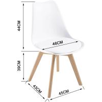 Comedor con Patas de Madera, Silla de Oficina Vintage, Asiento de cojín de Haya Maciza (Blanco, 4, cantidades) - details 3