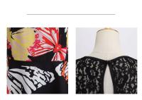 Lace patchwork summer women a line elegant vintage party dress with belt - details 78