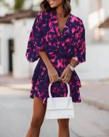 BUNO-Vestido holgado con cuello en V y manga murciélago para mujer, minivestido informal con volantes y corte en A, ropa de playa para vacaciones 2024 - details 10