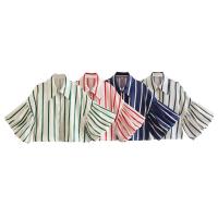 OUWU- Camisa Holgada A Rayas Con Manga De Burbuja Para Mujer, Gran Oferta De Temporada, Nuevo Estilo, Informal, Cuello Tipo Polo, Manga Corta, Top De Moda - details 14