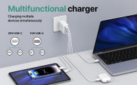 Cargador USB C de Carga Rápida Bloque de 4 Puertos, Dual PD+QC, Conector de Pared Tipo C Compatible con iPhone y Samsung Accesorios de Electrónica - details 0