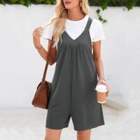 Explosión De Verano Modelos En Europa Y Estados Unidos Ropa De Mujer, Tirantes De Color Sólido V-cuello Mono Pantalones Cortos Mujer - details 7