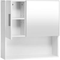 Mueble de Espejo Ajustable Estante con 4 Compartimentos Interiores y 1 Abierto MDF Blanco - details 7